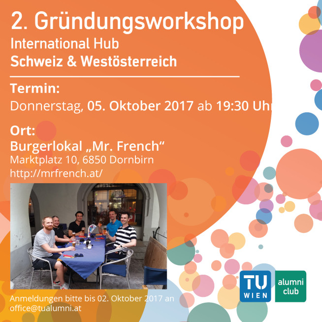 Einladung zum 2. Gründungsworkshop des International Hub Schweiz & Westösterreich